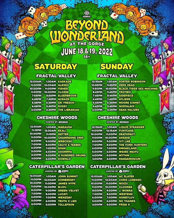 Beyond Wonderland 2023 Lineup Set Times