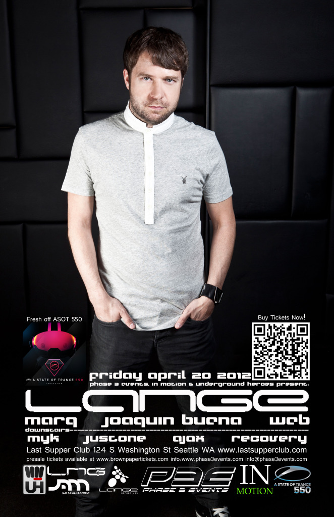 Announcement:  Lange 4/20/2012 at Last Supper Club!