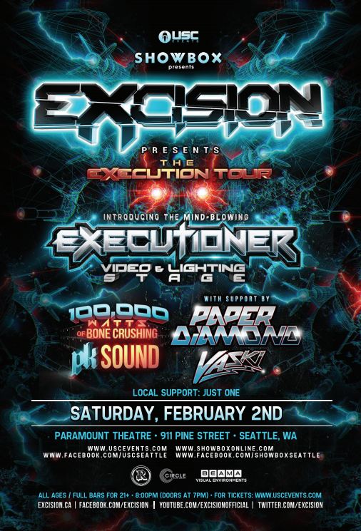 Event announcement:  Excision’s Executioner tour – Seattle, February 2nd!