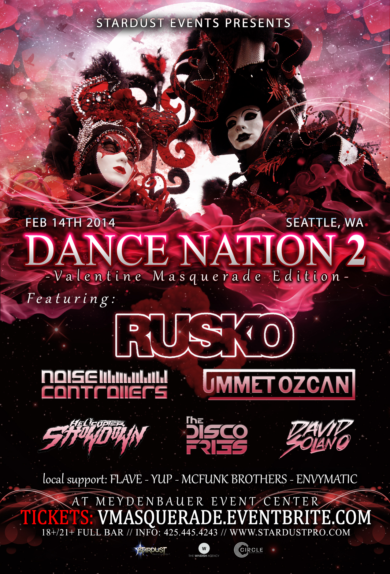 Dance Nation II “Valentine Masquerade” with Rusko, Ummet Ozcan, Noisecontrollers, Disco Fries & More!