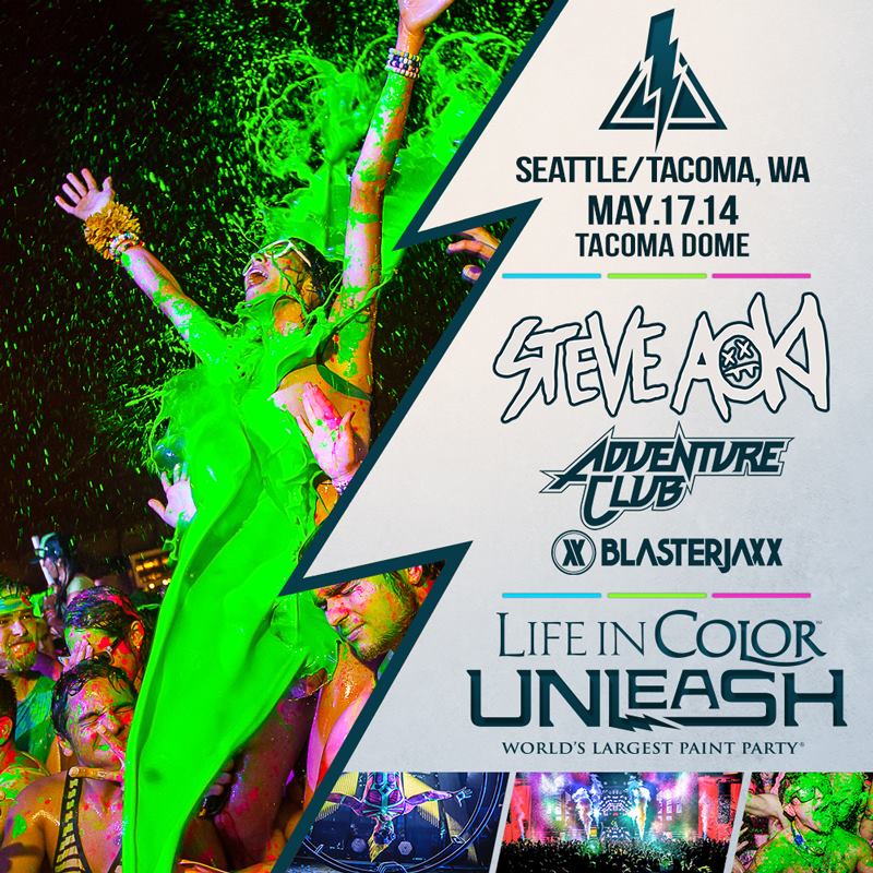 Life in Color “World’s Largest Paint Party” returning to the Tacoma Dome with Steve Aoki & Adventure Club!